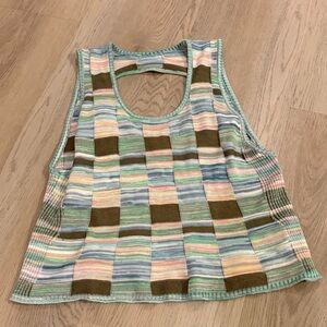 Pastel Multicolor Striped Knit Tank Top - Scoop Neck